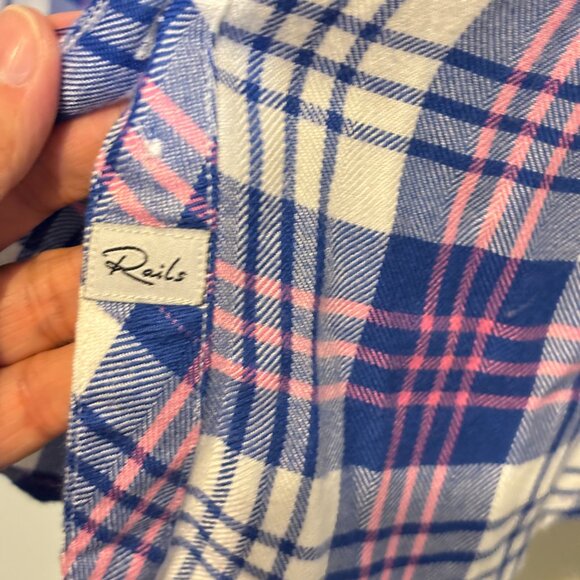 Rails Hunter White Candy Azure Plaid Long Sleeve Button Down Shirt - Picture 9 of 13